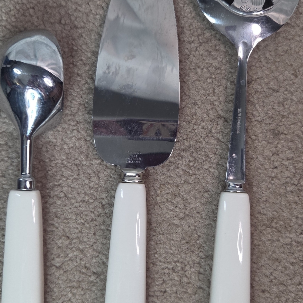 Sheffield Porcelain Handle Stainless Cake Cutter Ice Cream Scoop Serving Spoon - Picture 6 of 10